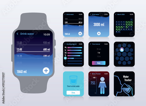 Smartwatch Hydration Statistics Tracker Interface No.57