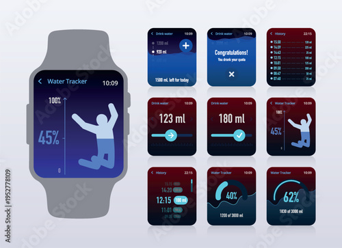 Smartwatch Wellness Hydration Tracker App Screens No.59
