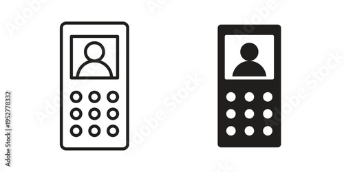 Intercom icon Line Design Vector Illustration. Solid Black icons
