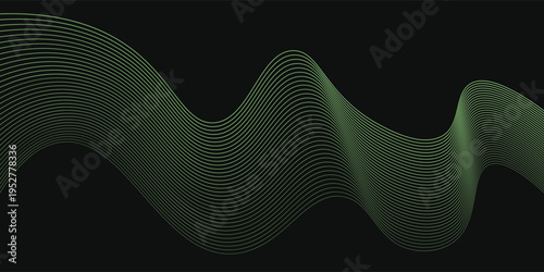 Lime Green Wavy Lines on Dark Backdrop: A Serene and Dynamic Abstract Art Piece Showcasing Flowing Energy and Geometric Precision for Design and Technology Projects