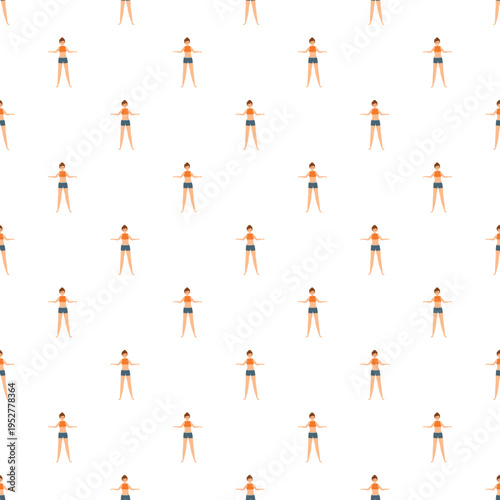 Seamless pattern with woman exercising, promoting health and wellness