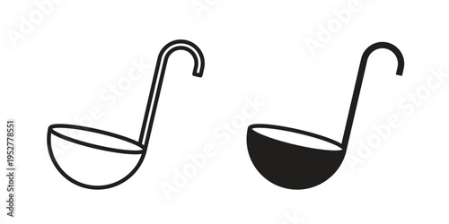 Ladle icon Line Design Vector Illustration. Solid Black icons