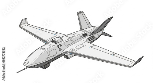 Detailed illustration of a futuristic aircraft design with advanced technology and sleek lines.