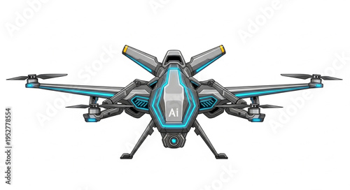 Futuristic drone design with advanced technology and intricate details, ready for flight.