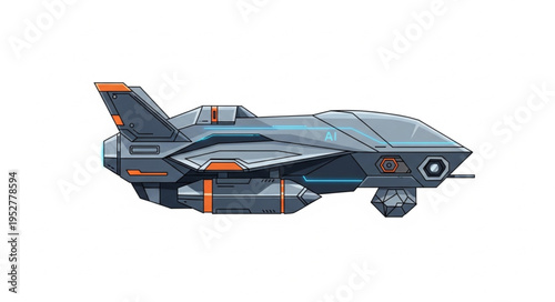 Futuristic spacecraft design with advanced technology and sleek aerodynamic features.