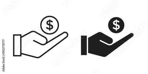 loan icon Line Design Vector Illustration. Solid Black icons
