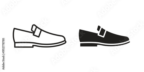 Loafer icon Line Design Vector Illustration. Solid Black icons