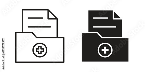 Medical history icon Line Design Vector Illustration. Solid Black icons