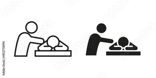 Massage icon Line Design Vector Illustration. Solid Black icons