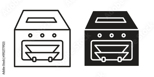 Money counting machine icon Line Design Vector Illustration. Solid Black icons