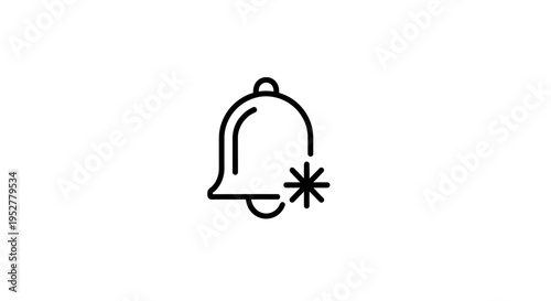 Notification Bell Icon with Sparkle, Alert Symbol, New Message, Reminder, Sound