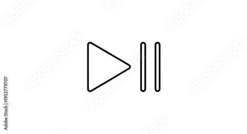 Play and Pause Icons: Simple Line Art for Media Control and Interface Design