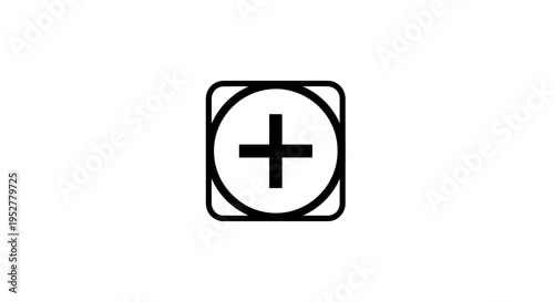 Plus Sign Inside Circle and Square, Simple Icon, Add Symbol, Plus Button