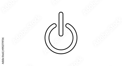 Power Button Icon: Simple Outline Symbol for Start, Stop, On, Off, Technology, and Energy