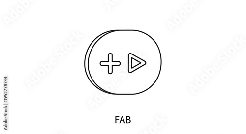 Play Button Icon with Plus Sign, Game Controller Symbol, Vector Graphic