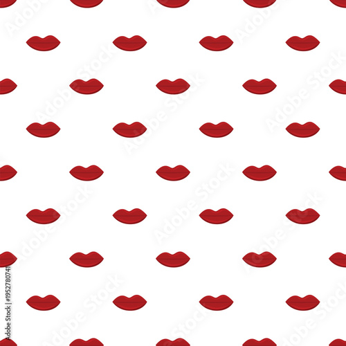 Red lips creating a repeated pattern, ideal for beauty and fashion themes