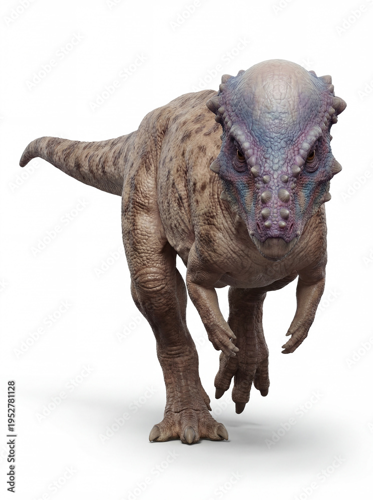Fototapeta premium Pachycephalosaurus wyomingensis walking front view dome headed dinosaur illustration