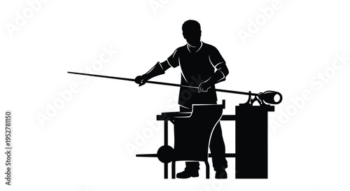 Black silhouette of a man welding, vector