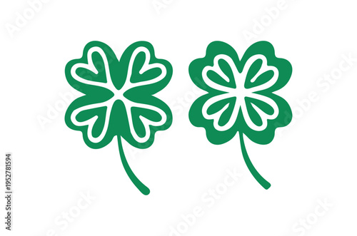Two green four leaf clovers a symbol of luck and good fortune