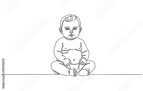 Continuous one line drawing of crawling baby. Happy baby boy learn to crawl on the floor.