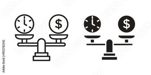 Time and money compare scale icon Symbol for App and Web UI Design Vectors