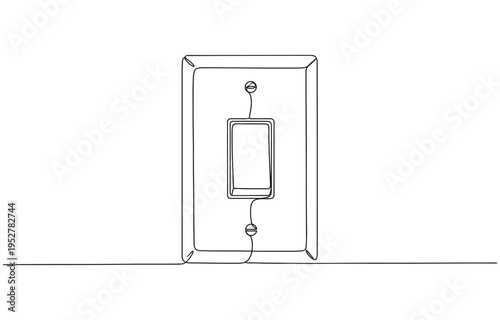 Continuous one line drawing of Hand turn off the light for save electricity.