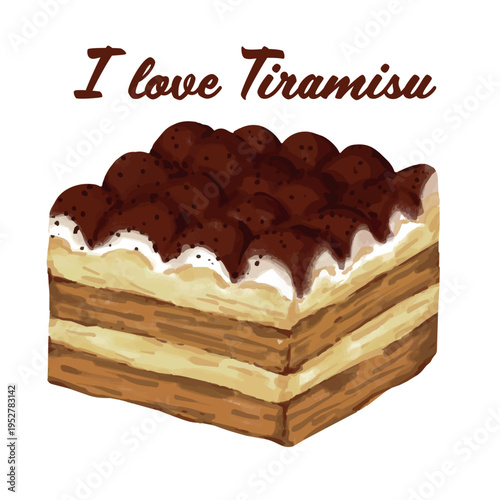 Hand drawn Delicious Italian Dessert Tiramisu illustration 