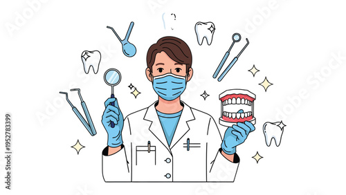 Dental Professional with Essential Tools: A dedicated dental professional, surrounded by essential tools of the trade, embodies expertise and care, ready to provide comprehensive oral health services.