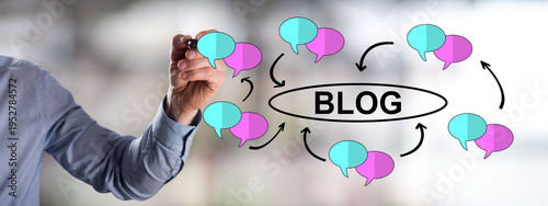 Blog concept drawn by a man