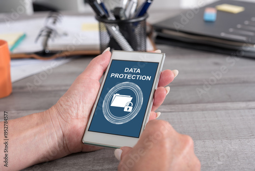 Data protection concept on a smartphone