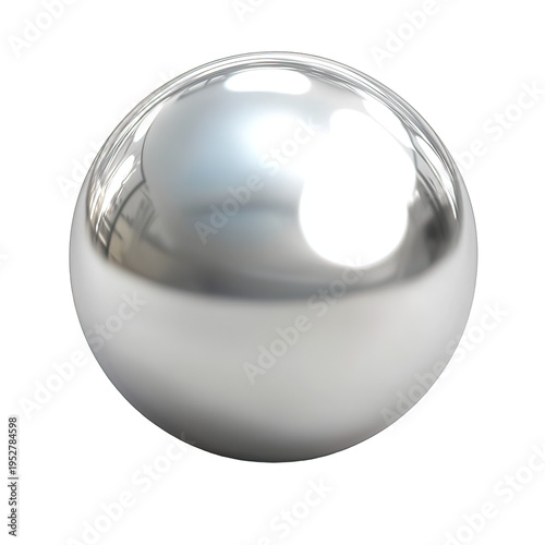 A large silver sphere with a reflective surface against a black background on Transparent Background