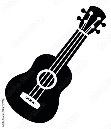 Minimalist illustration of a ukulele depicting a musical instrument for music and hobbies