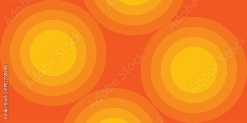 Bright vector background with concentric circles in yellow to orange gradient, radiating from the center like a sunburst for a warm,