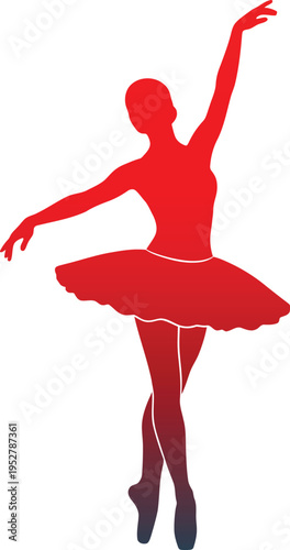 Dancer silhouette red dynamic motion performance illustration