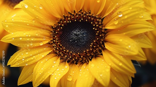 A photo of a close-up of a sunflower with vivid petals