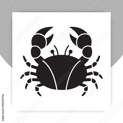 Isolated Crab Silhouette Icon – Marine Seafood Animal Black Vector Illustration,