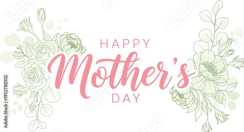 Happy mother's day greeting card with floral design