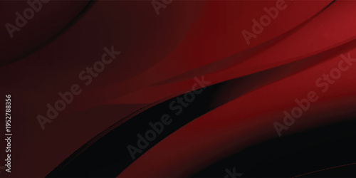 Abstract background with deep red and black fluid curved overlapping layers.