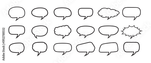 Set of comic speech bubbles and thought clouds isolated on a white background