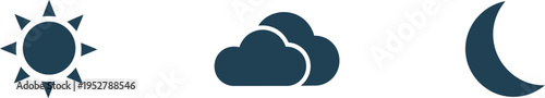 Weather icons sun cloud moon day night forecast symbols