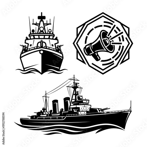 Tactical goggles and shield emblem icon bundle