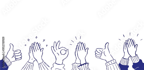 hands and gestures, hand drawn illustration, poster, logo, print design template, business cooperation and teamwork concept.Vector simple linear