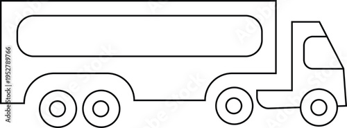 Line Art Illustration of a Semi Truck Tanker Vehicle