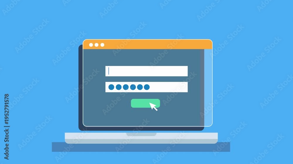 Flat animation of login form followed by loading progress bar and ...