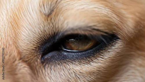 Close-up of a dog's eye with fur.