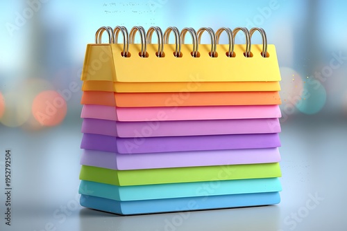 Colorful sticky note pad on desk.