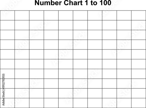 Number Table, 1 to 100, Printable Table, Worksheet, Homeschool, Vector, Table,