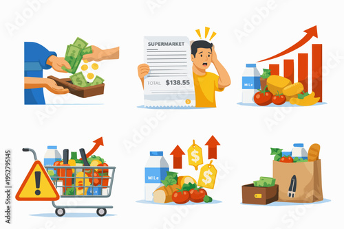 Groceries inflation and rising cost of living affecting prices in supermarket shopping