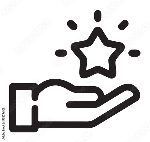 Hand Holding Star Icon with Sparkles Vector on a White Background