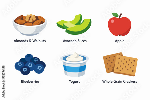 Healthy snack options illustration presenting various nutritious food choices